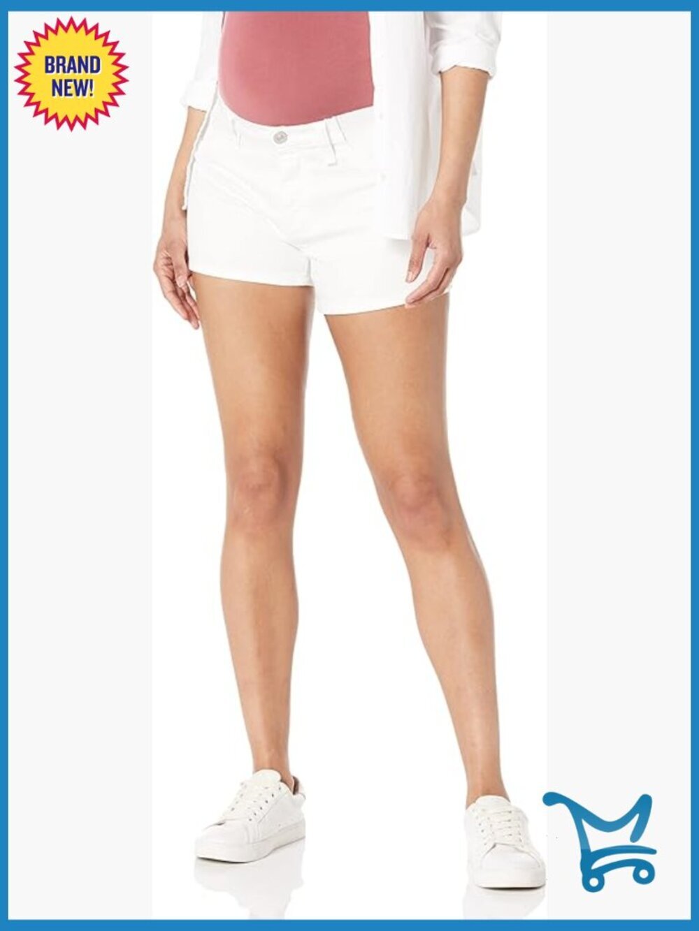 Maternity Mid-Rise Denim Shorts with Elastic Panels